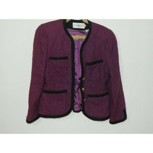 JH Collectibles Vintage Blazer Purple Black Gold Buttons Size 12 - Picture 6 of 10